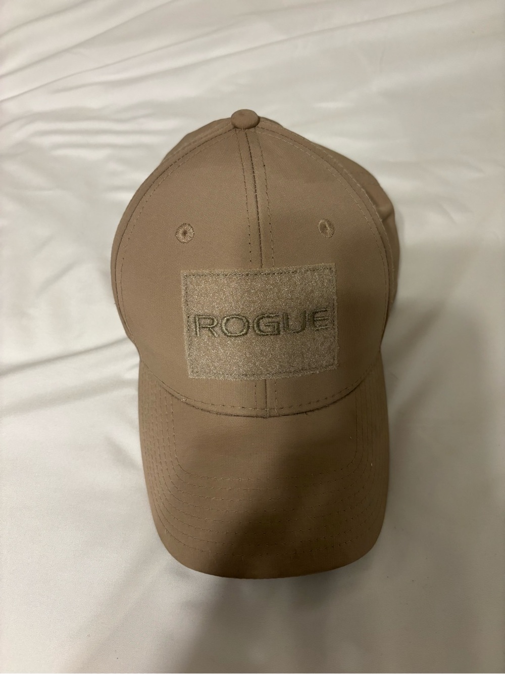 Rogue Fitness Tan Tactical Patch Snapback Hat Adjustable Baseball Cap